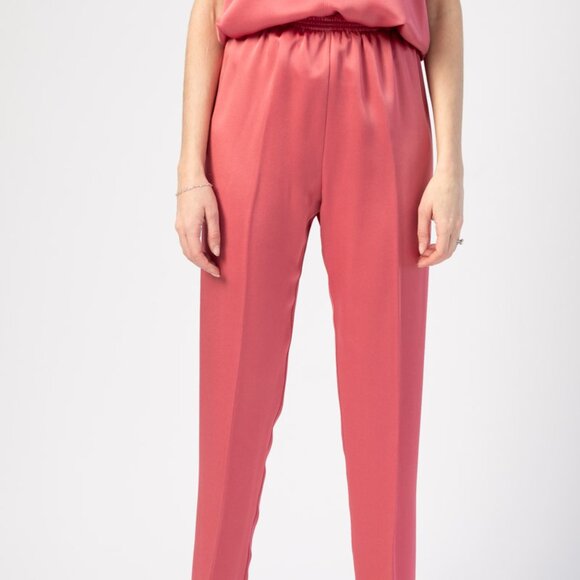 FORTE FORTE Envers Satin Crepe Pants in Hibiscus - Picture 1 of 4